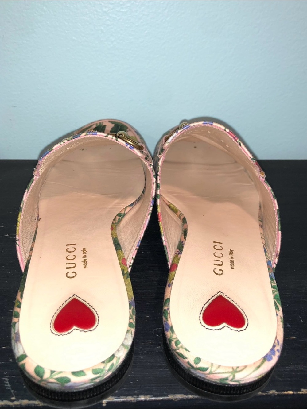 Gucci Pink Floral Leather Horsebit Mules Loafers Flats size US 5 EU 35 - Picture 2 of 5